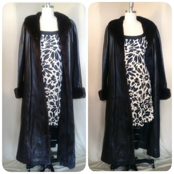 Leather & Mink Trim Coat - Picture 9 of 9